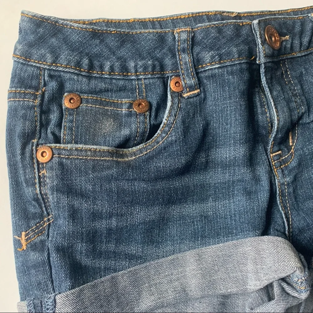 JUSTICE Jean Shorts Simply Low Glitter Embroidered Blue Denim Girls Size 14R